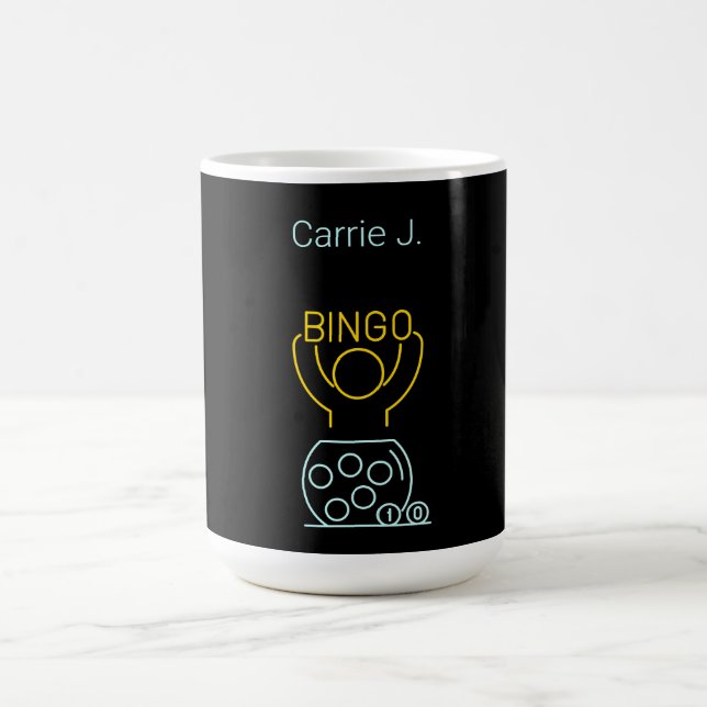 Caneca De Café Bingo Night Neon Line Art Personalizado (Centro)