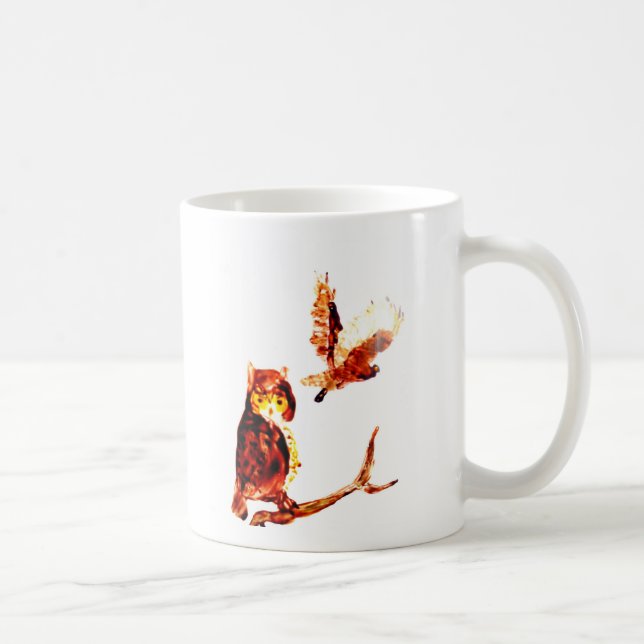 Caneca De Café Bird Art Brown Tawny Ows (Direita)