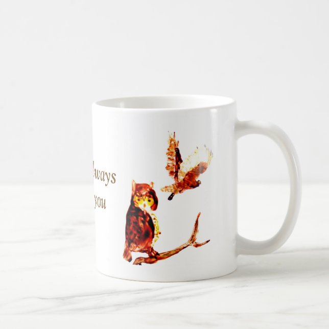 Caneca De Café Bird Art Tawny Ows Love (Direita)