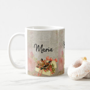 Caneca De Café Bird Floral Mug Vitoriana