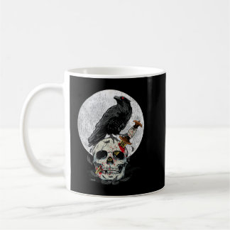 Caneca De Café Bird Lover Vintage Crow Skull Moon Raven Gótica Pr