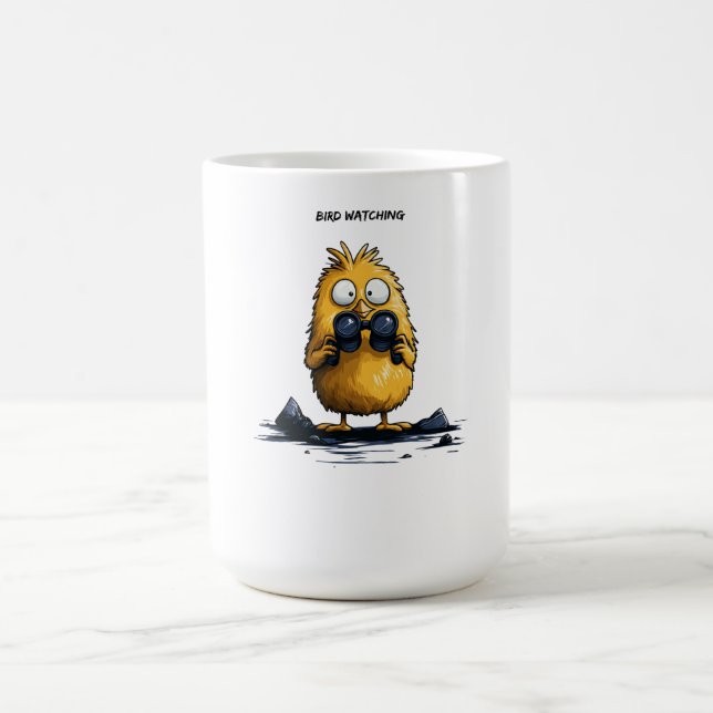 Caneca De Café Bird Watching Funny Cartoon Character Ironic Humor (Centro)