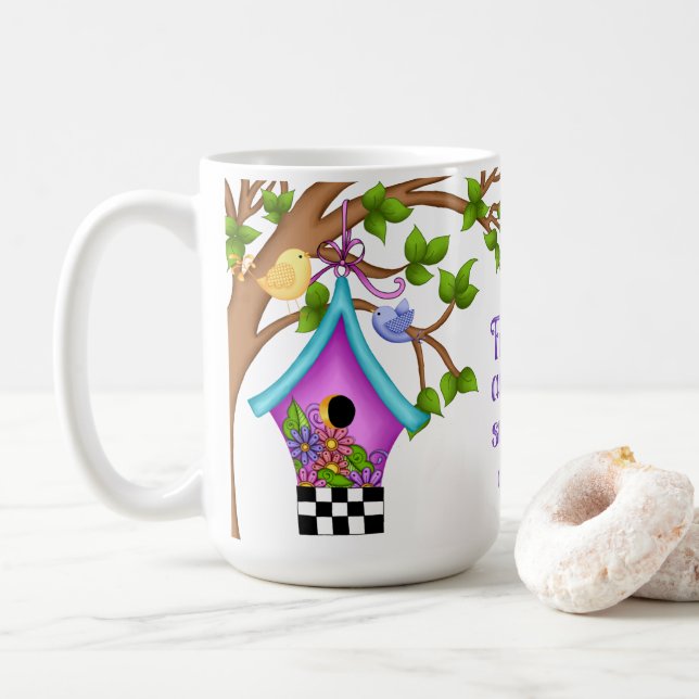 Caneca De Café Birdhouse de Quadro de Controle Whimsical (Com Donut)