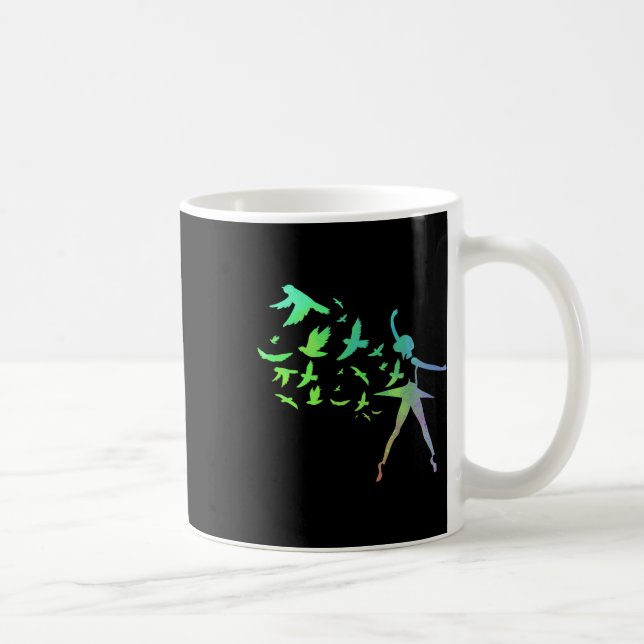 Caneca De Café Birds Ballerina Silhouette Balé Dançando (Direita)