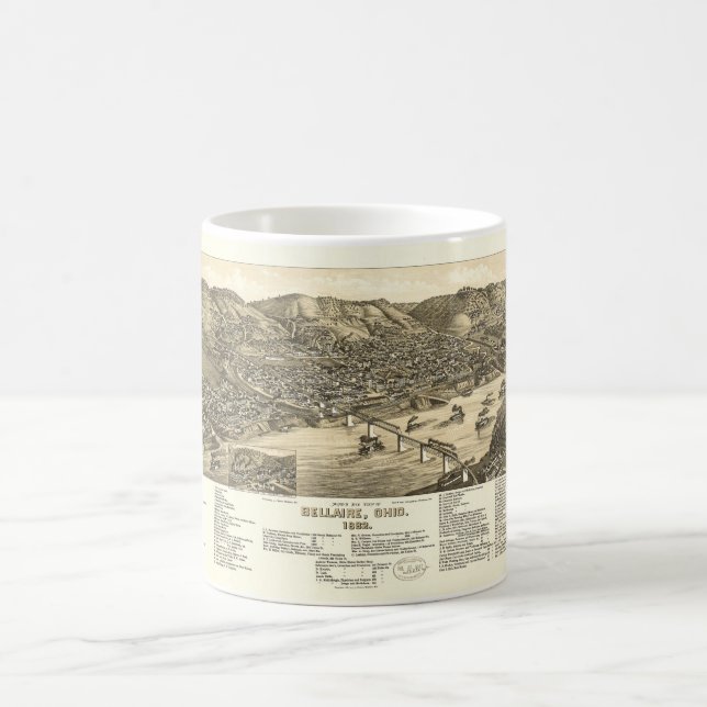 Caneca De Café Bird's Eye View of Bellaire, Ohio (1882) (Centro)