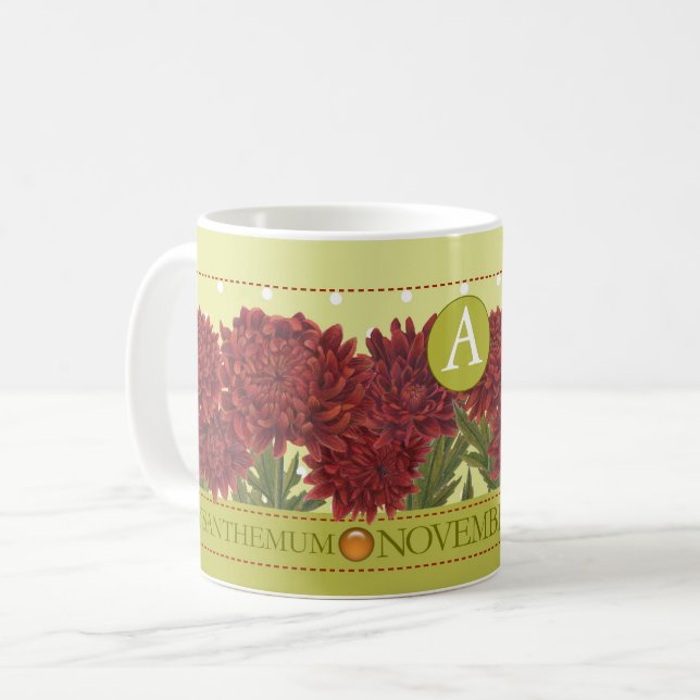 Caneca De Café Birds Flower e Gem Novembro Clássico Mug (Frente Esquerda)