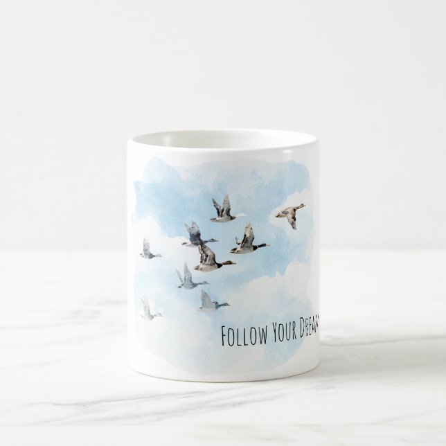Caneca De Café Birds Flying Blue Sky Clouds (Centro)