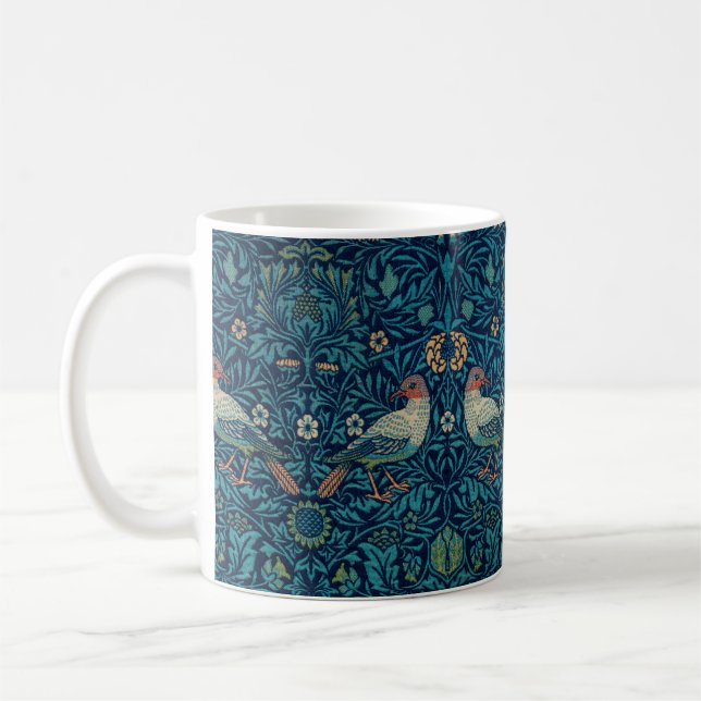 Caneca De Café "Birds", por William Morris Blue Pattern  (Esquerda)