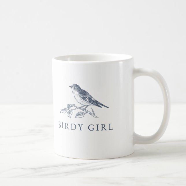 Caneca De Café Birdy Girl Bird, amante do Café Mug (Direita)