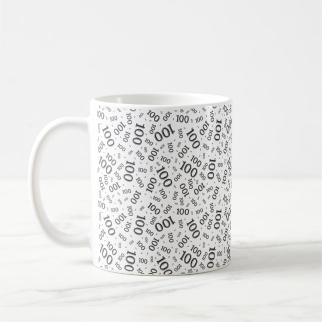 Caneca De Café Birthday 100 Black/White Random Number Pattern  (Esquerda)