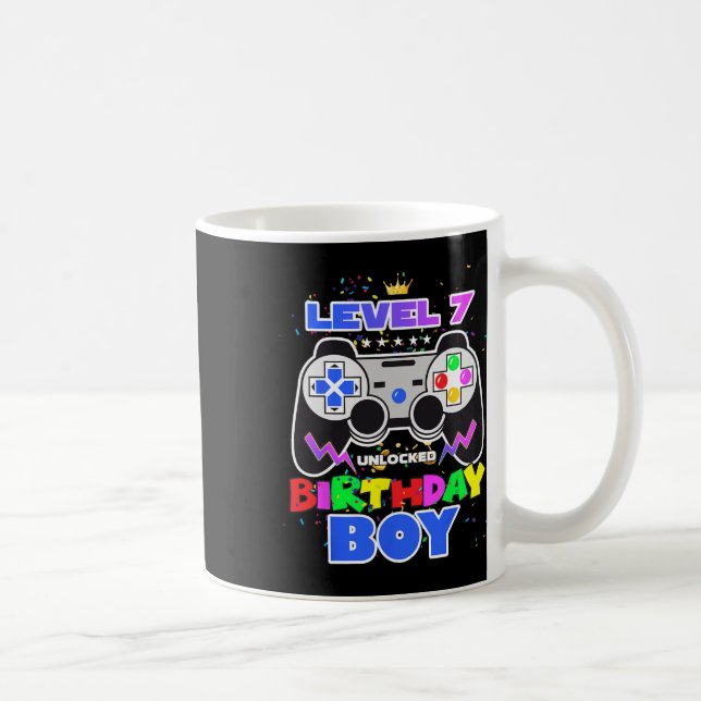 Caneca De Café Birthday Boy Level 7 Unlocked Video Game 7 Birthda (Direita)