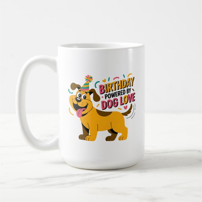 Caneca De Café Birthday Dog Love Party Illustration (Esquerda)