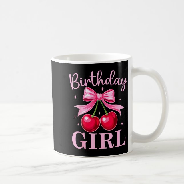 Caneca De Café Birthday Girl Coquette Bow Cherry Birthday Girls W (Direita)