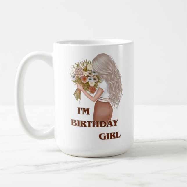 Caneca De Café Birthday Girl Floral Illustration T-Shirt (Esquerda)