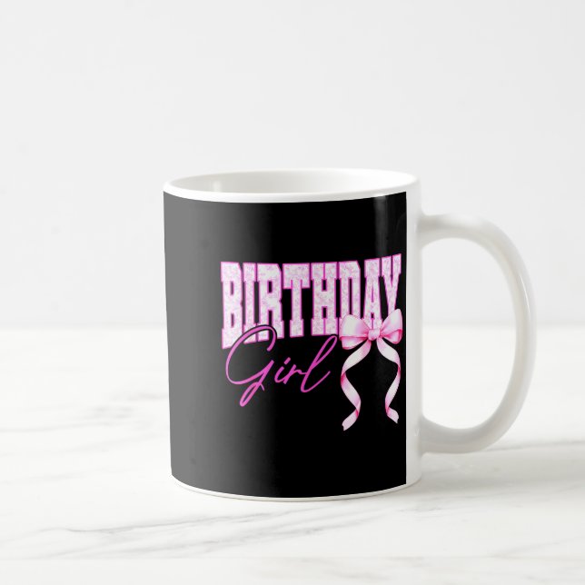 Caneca De Café Birthday Girl Nk Toile Coquette Bow Birthday Party (Direita)