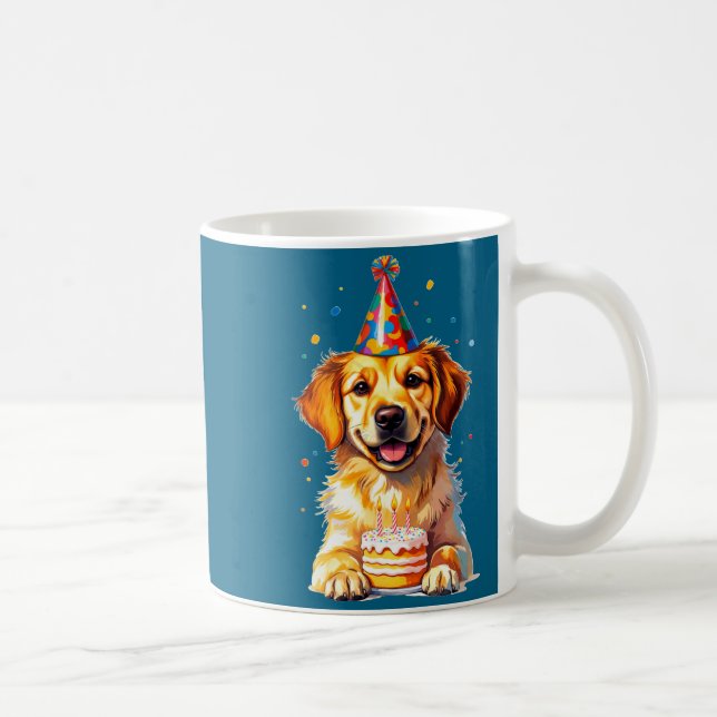 Caneca De Café Birthday Golden Retriever, Party Dog  (Direita)