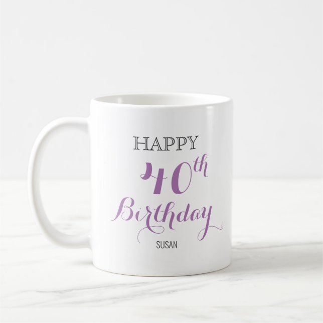 Caneca De Café Birthday Mug para senhora com idade personalizada (Esquerda)