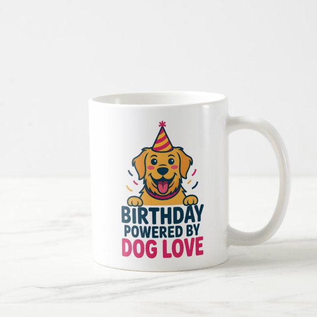 Caneca De Café Birthday Powered by Dog Love Illustration (Direita)