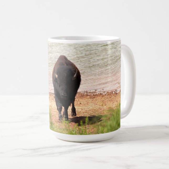 Caneca De Café Bisão Na Água (Frente Esquerda)