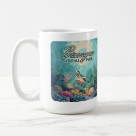 Caneca De Café Biscayne National Park Florida Turtle Coral Retro