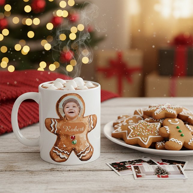 Caneca De Café Biscoito de gengibre personalizado com foto  (Criador carregado)