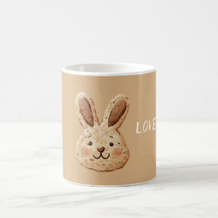 Caneca De Café Biscoito de Rosto de Coelho com Creme