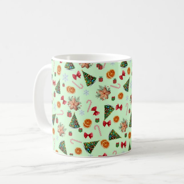 Caneca De Café Biscoitos de Natal Elegantes Doces Cane de Açúcar (Frente Esquerda)