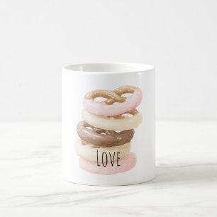 Caneca De Café Biscoitos de Pretzel de Chocolate Rosa e Baunilha
