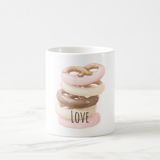 Caneca De Café Biscoitos de Pretzel de Chocolate Rosa e Baunilha (Centro)