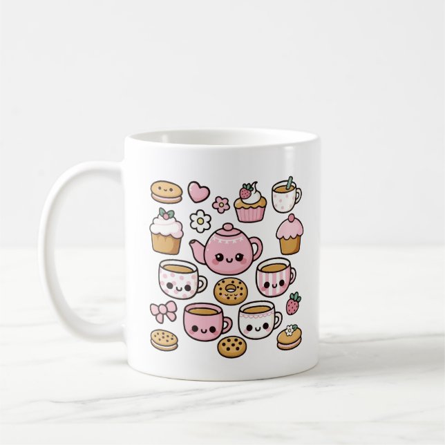 Caneca De Café Biscoitos Kawaii e chá (Esquerda)