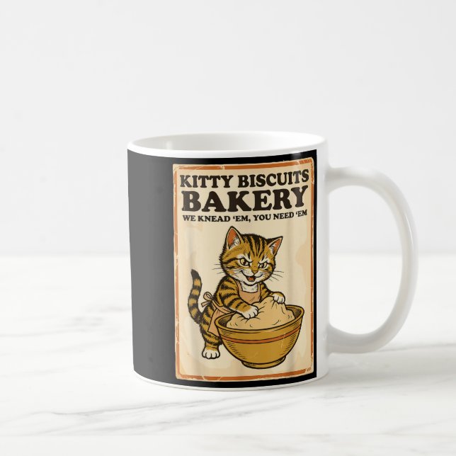 Caneca De Café Biscoitos Kitty padaria gato engraçado amassando m (Direita)