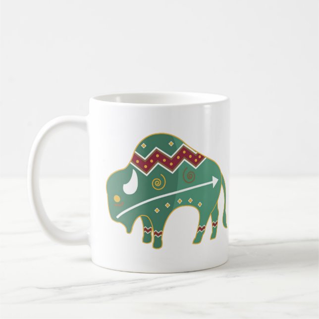 Caneca De Café Bison Americano Nativo, verde (Esquerda)