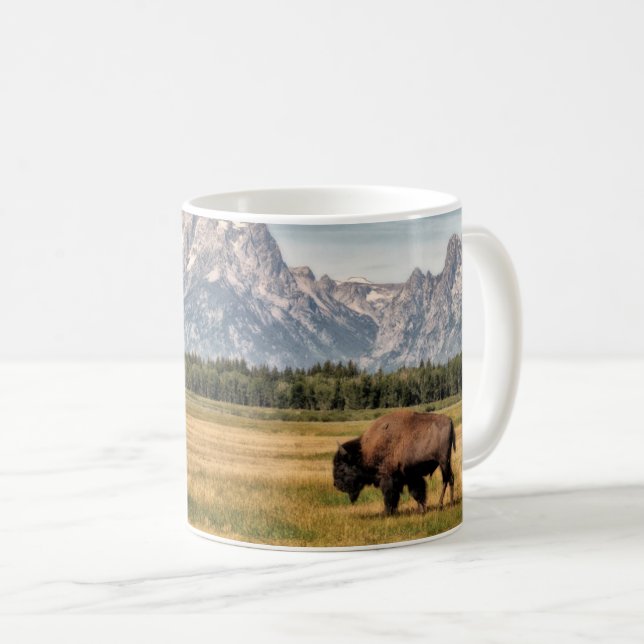 Caneca De Café Bison in the Tetons (Frente Esquerda)
