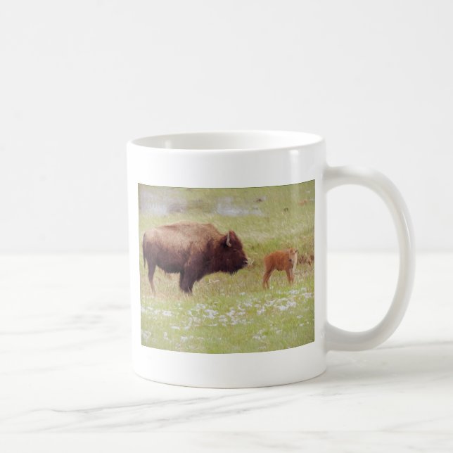 Caneca De Café Bisonte e vitela em Yellowstone (Direita)