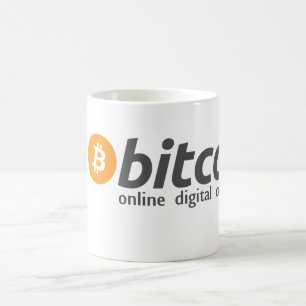 Caneca De Café Bitcoin - moeda em linha de Digitas