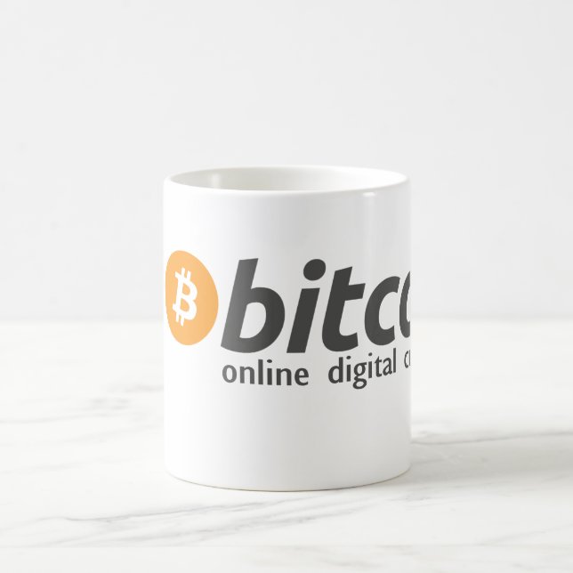 Caneca De Café Bitcoin - moeda em linha de Digitas (Centro)