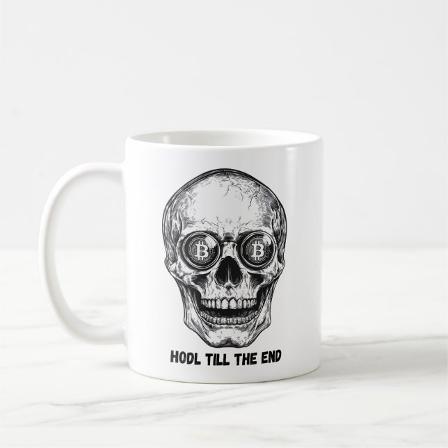 Caneca De Café Bitmoney Crypto Hodl Até Acabar Com O Crânio (Esquerda)