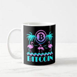 Caneca De Café Bitmoney Crypto Retro 80s Flamingo