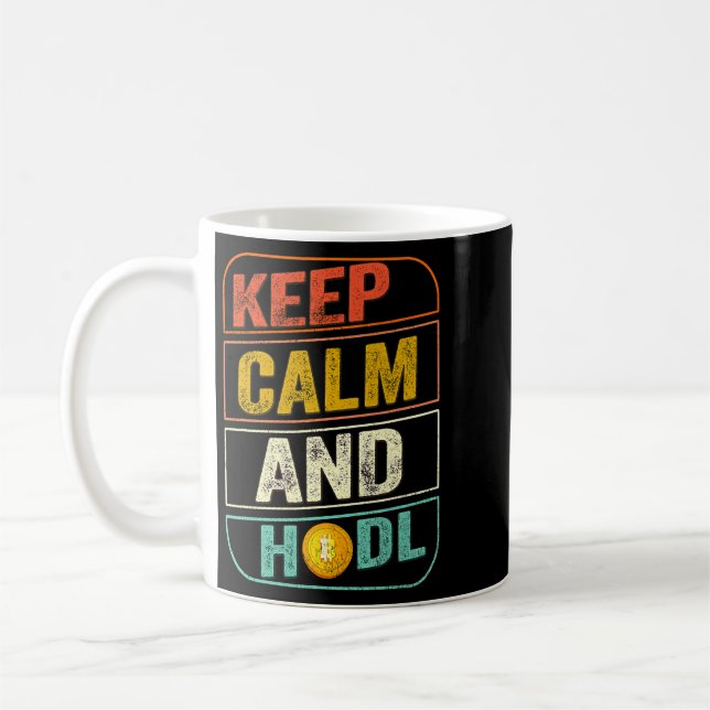Caneca De Café Bitmoney Dogecoin HODL Mantém Calma E Cripto HODL (Esquerda)