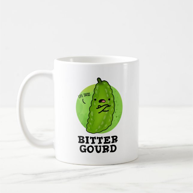 Caneca De Café Bitter Gourd Engraçado Veggie Pun (Esquerda)
