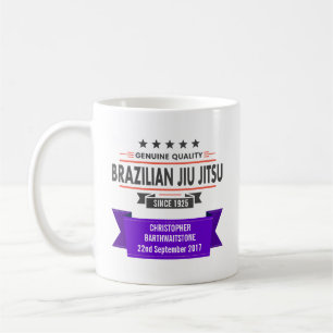 Caneca De Café BJJ Belt Roxo Classificado Com Nome e Data Do Prêm