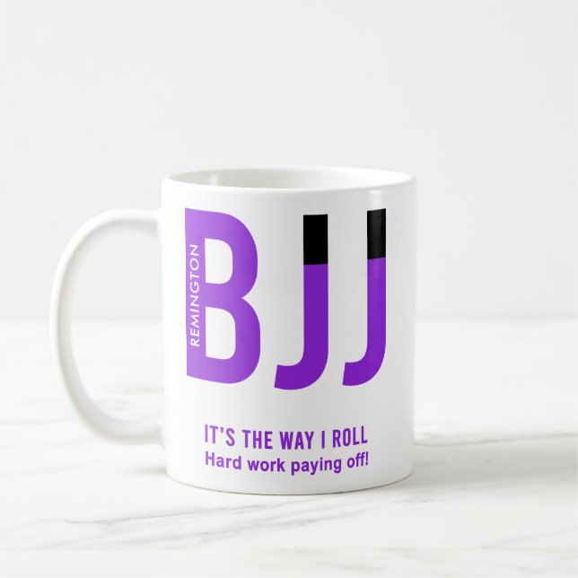 Caneca De Café BJJ Jiu Jitsu Purple Belt Edition Personalizado (Esquerda)