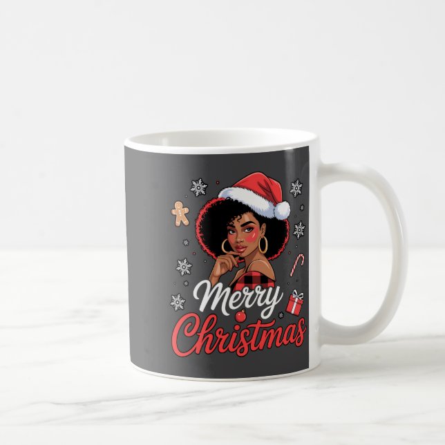 Caneca De Café Black African Girl American Merry Christmas Santa  (Direita)