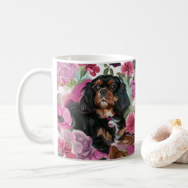Caneca de café Black and Tan Cavalier (Com Donut)