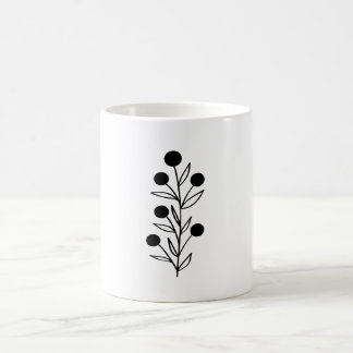 Caneca De Café Black and White Botanical Line Art