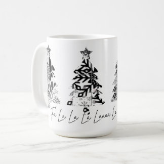 Caneca De Café black and white design christmas trees