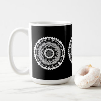 Caneca De Café Black And White Floral Mandala Mug