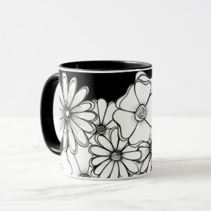 Caneca de café Black and White Flower