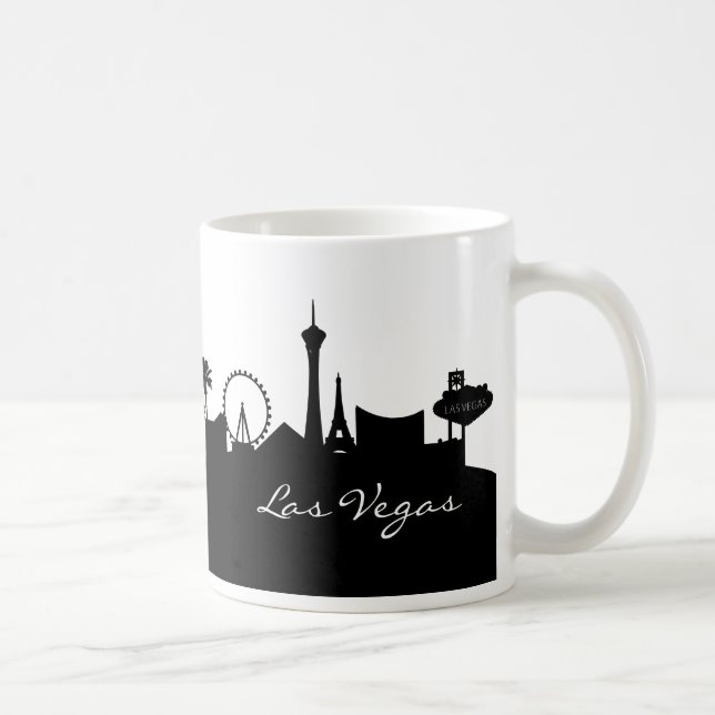 Caneca De Café Black and White Las Vegas Skyline (Direita)
