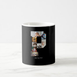 Caneca De Café Black and White Letter P Photo Collage